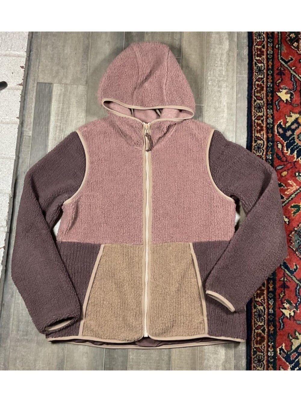 REI Co Op Aureum Sherpa Hoodie Women’s Large Multicolor Block Outdoors Gorpcore
